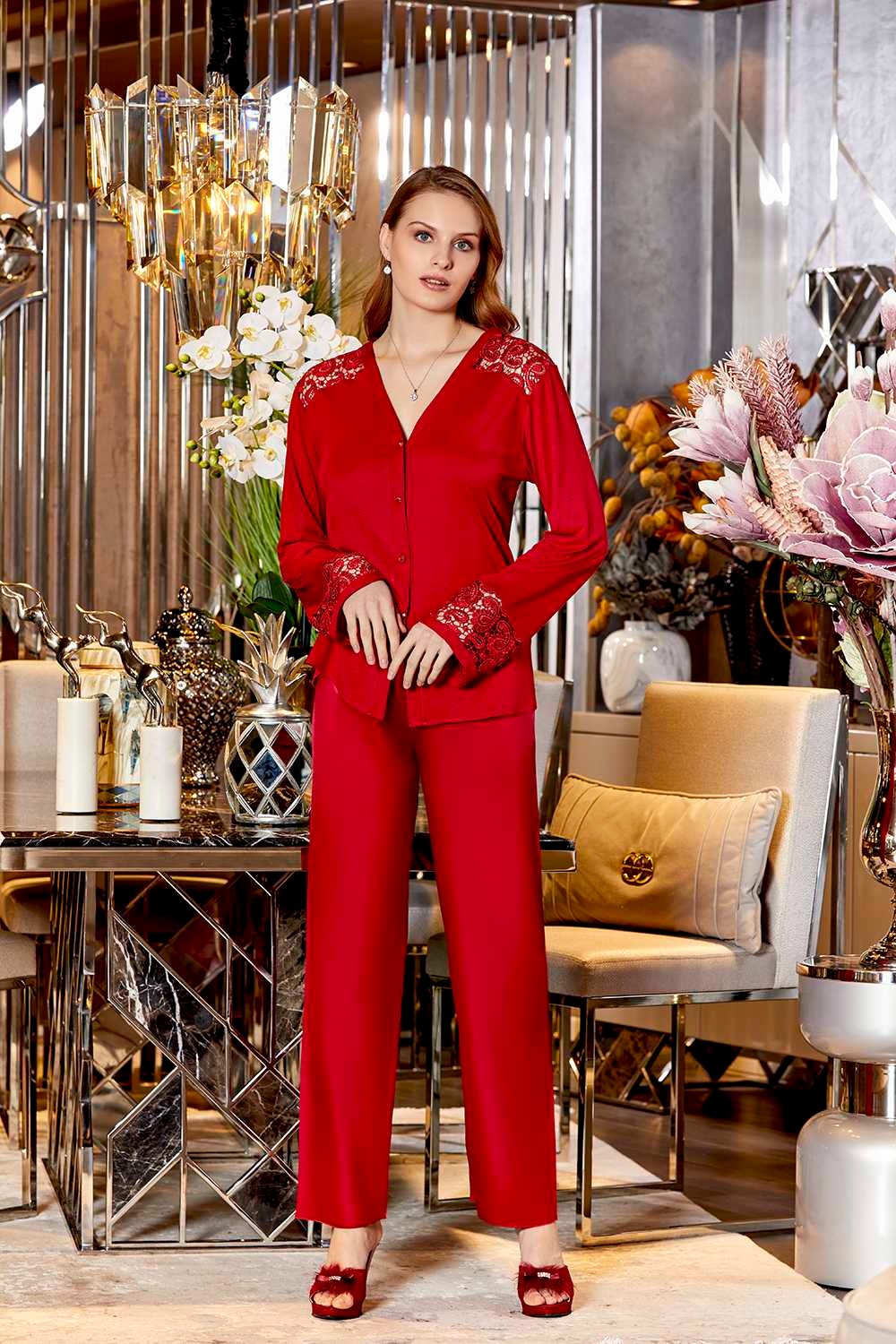 Cotton Hosiery and Lace PJ Set