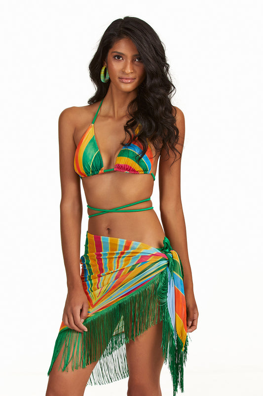 MULTI STRIPED SARONG WITH FRINGES