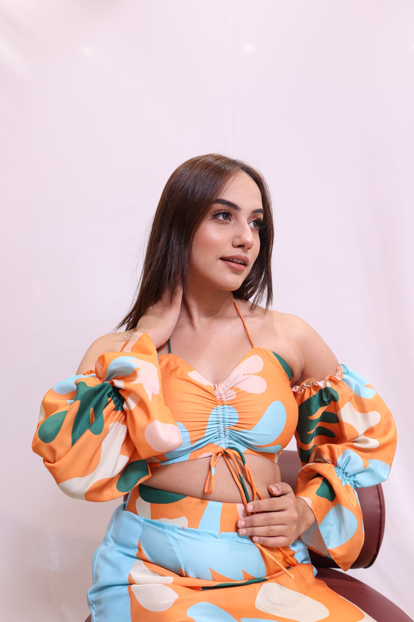 Orange Bliss Beachwear Bustier and Skirt Set