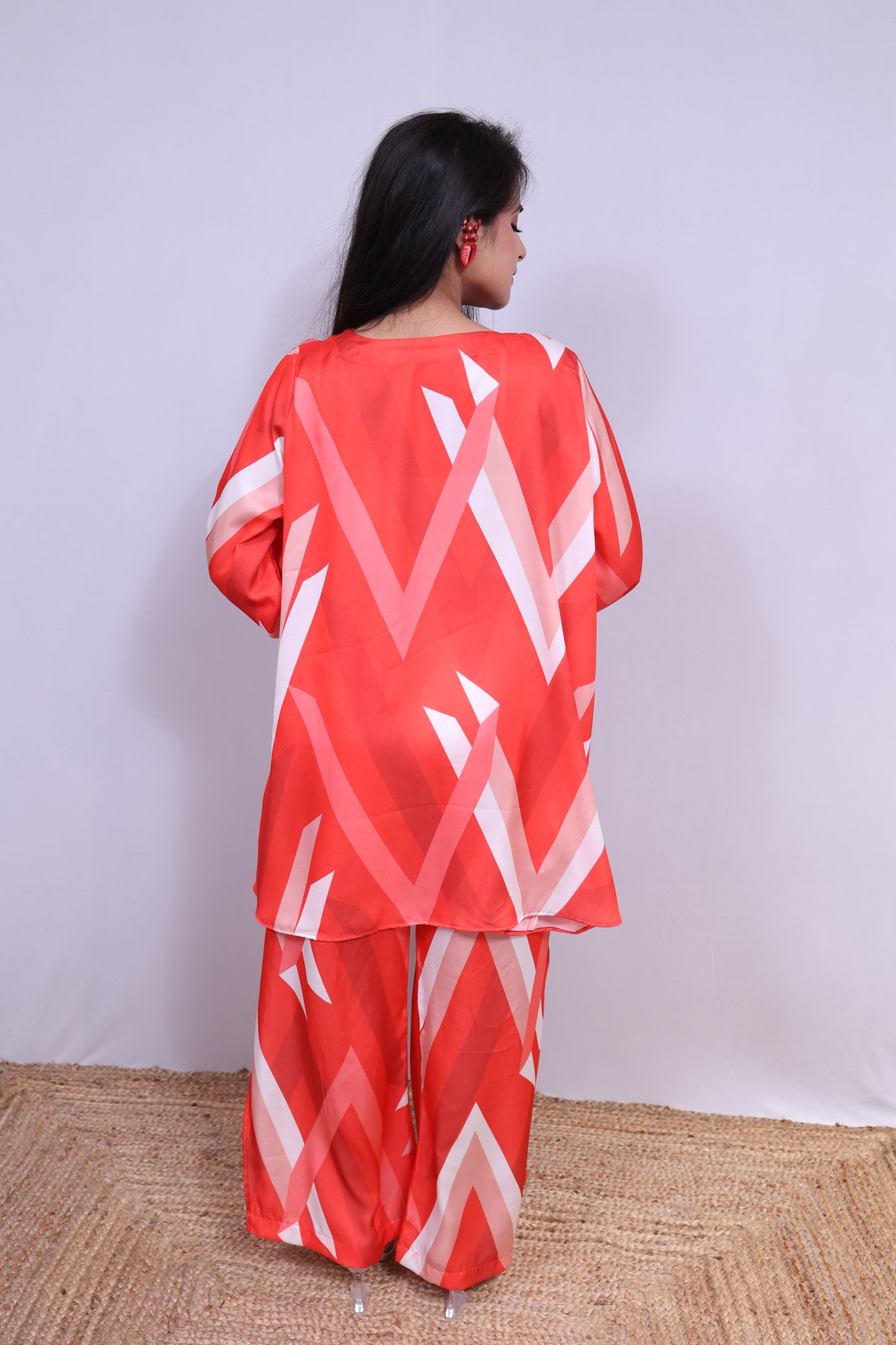 Red Abstract Print Coord Set