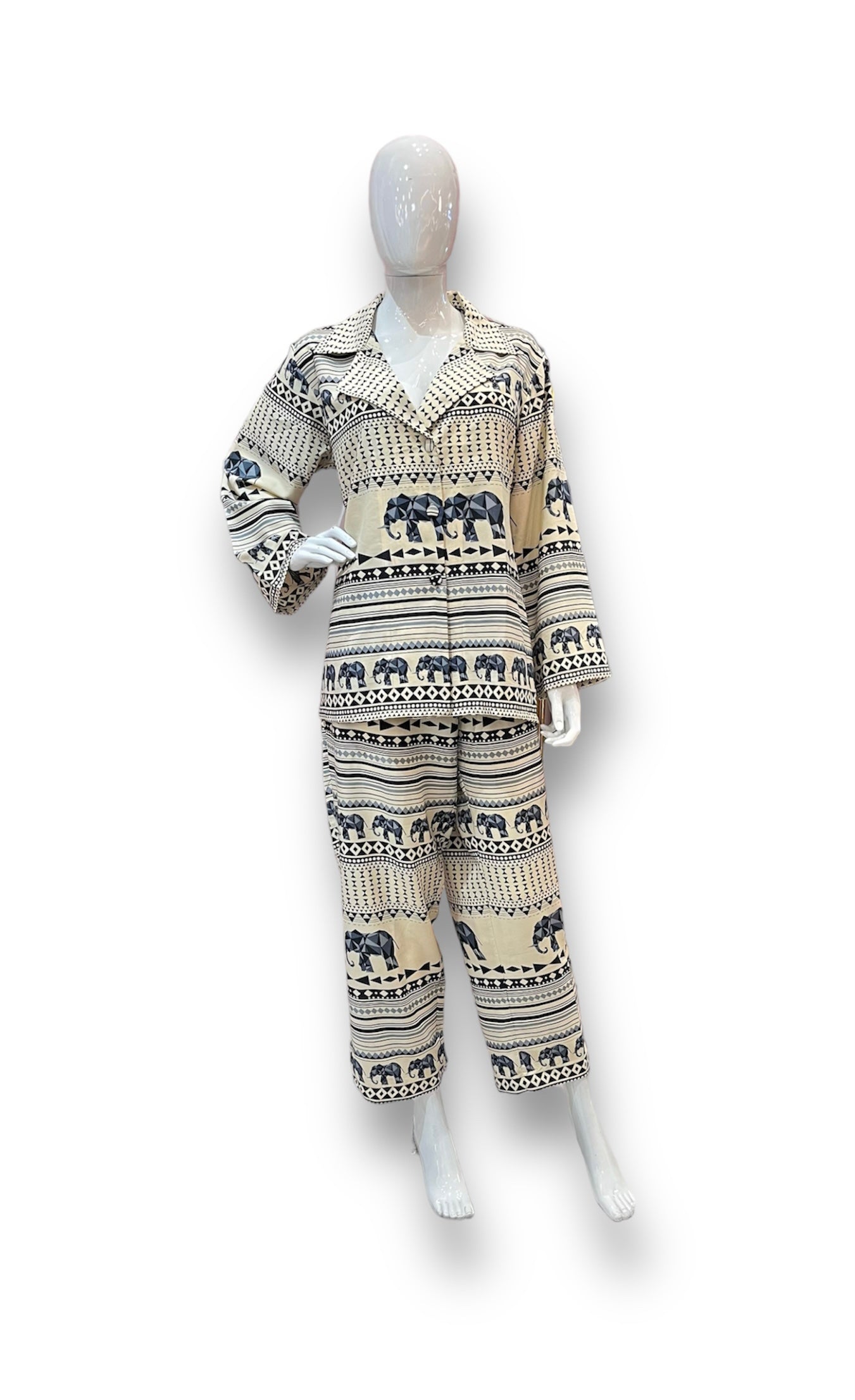 Off White Elephant Print Loungewear