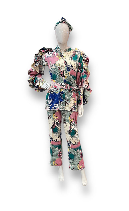 Floral Ruffle Sleeves Loungewear
