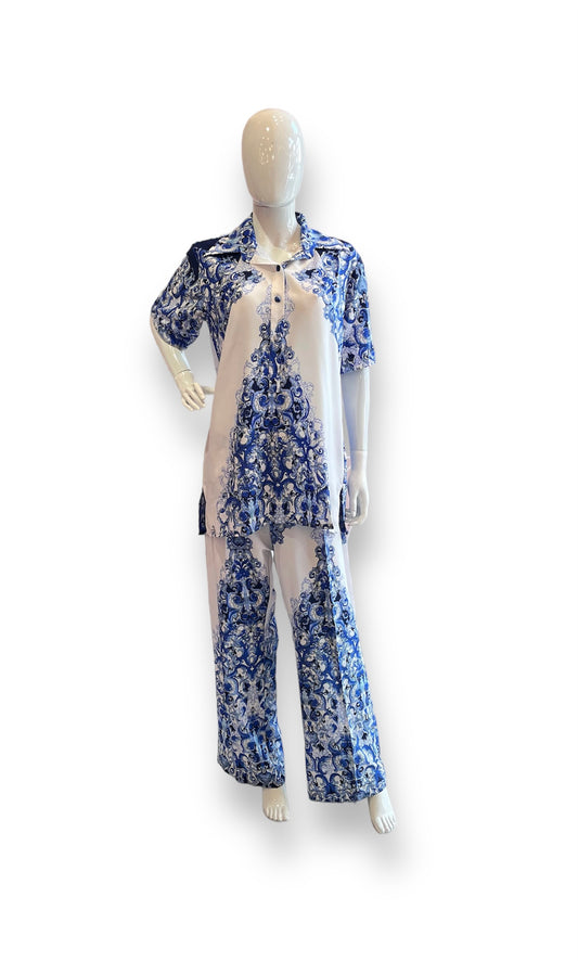 Blue Floral Pattern Loungewear