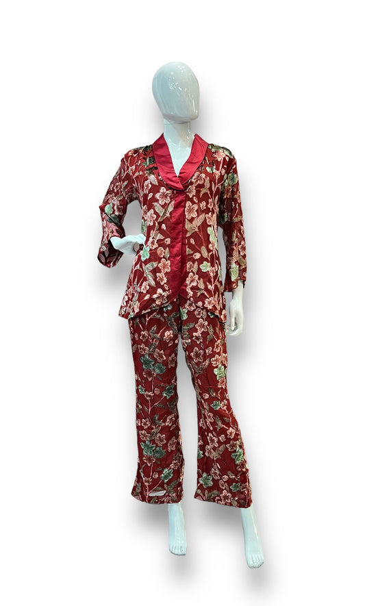 Red Floral Pattern Loungewear